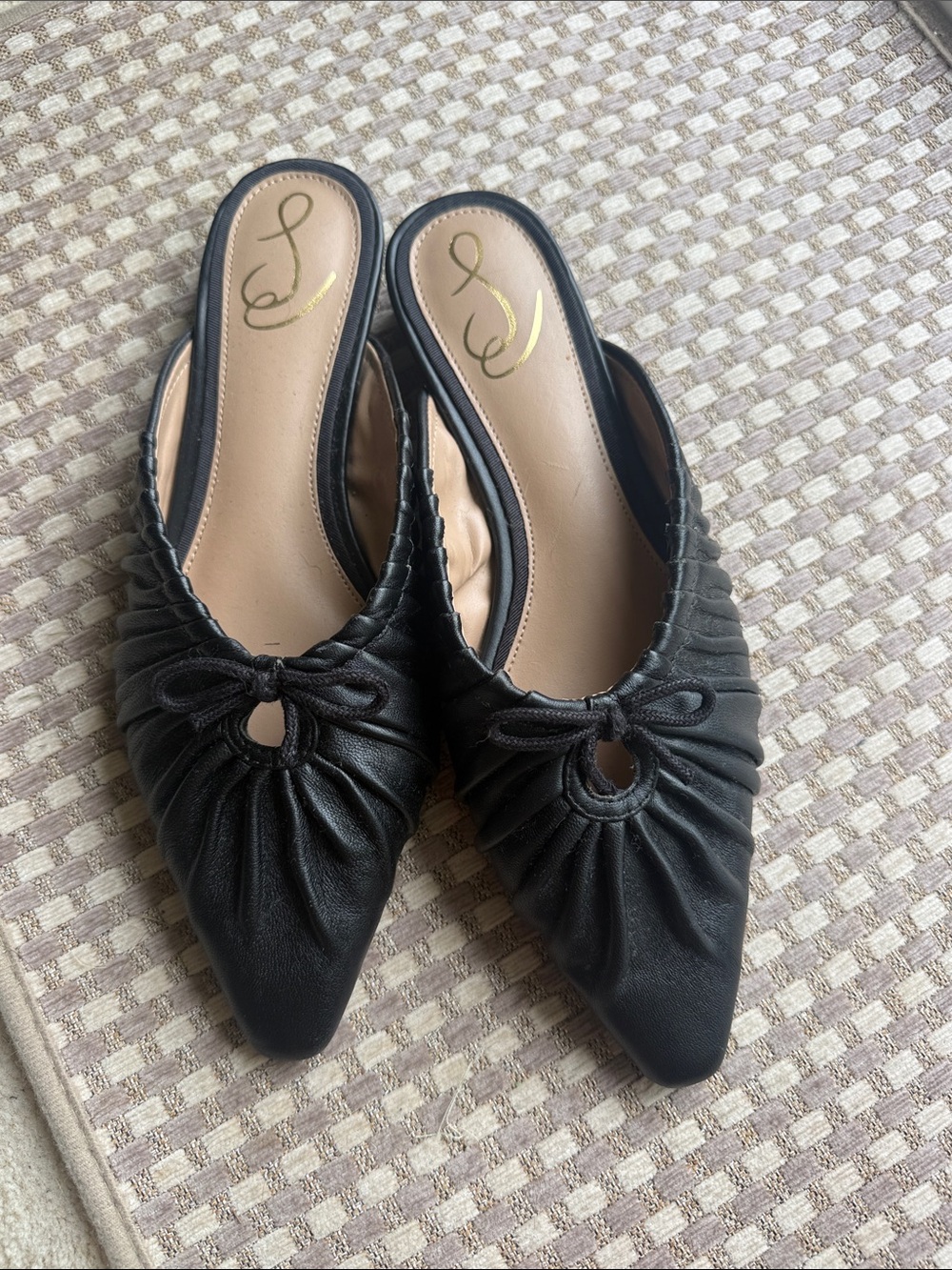 NEW Sam Edelman Julia Mule Flats Pointed Toe Ruched Leather Mules Slip On